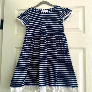 Navy Rachel Riley Jersey Stripe Dress Girls Size 7